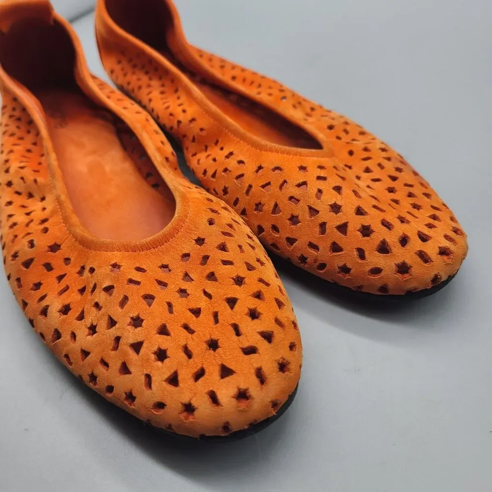 Arche Lilly Ballerina Nubuck ballet Flats orange cut-outs Eur 42  US 11 France - Picture 8 of 13